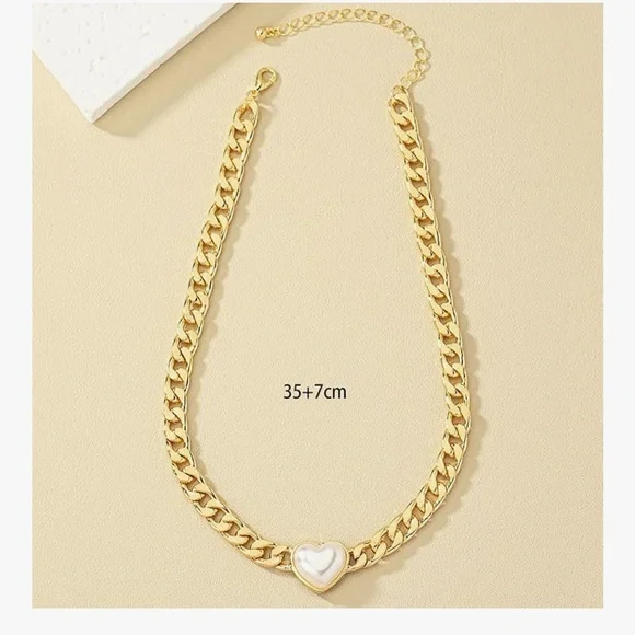 🆕 Heart Necklaces for Women Heart Choker Cuban Link - Picture 2 of 5